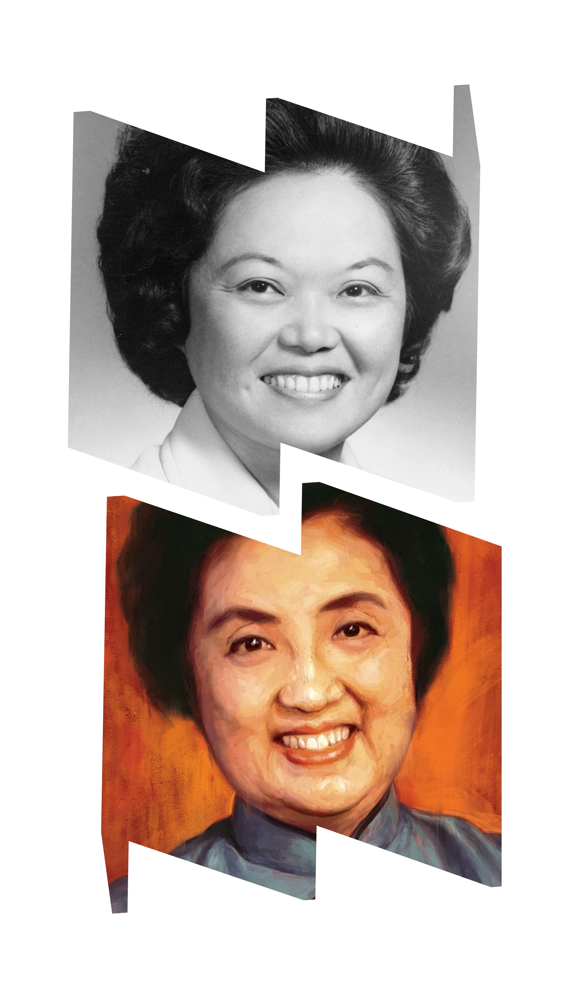 Patsy Mink (left) and Joyce Chen (right) in NWHM "W" frames.