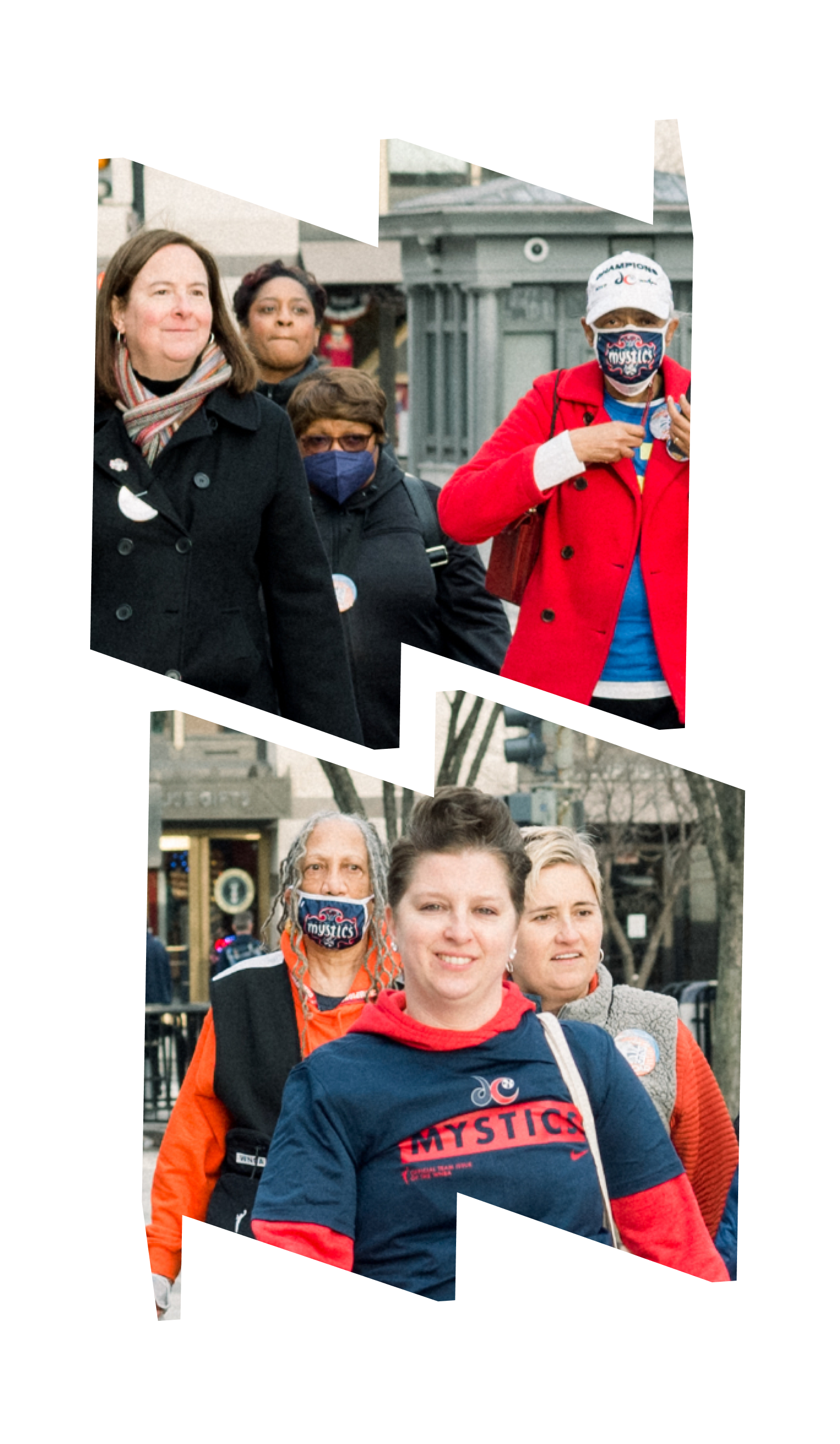 Particpants on a walking tour in W and M frames.
