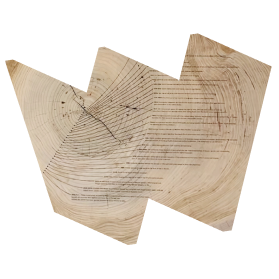 A timeline of women's history is burned into wood. Image sits inside a W frame.