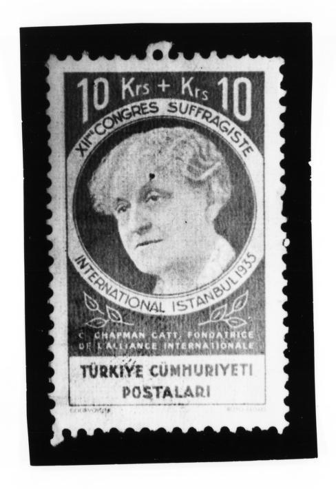 Carrie Champan Catt on a Turkish stamp.