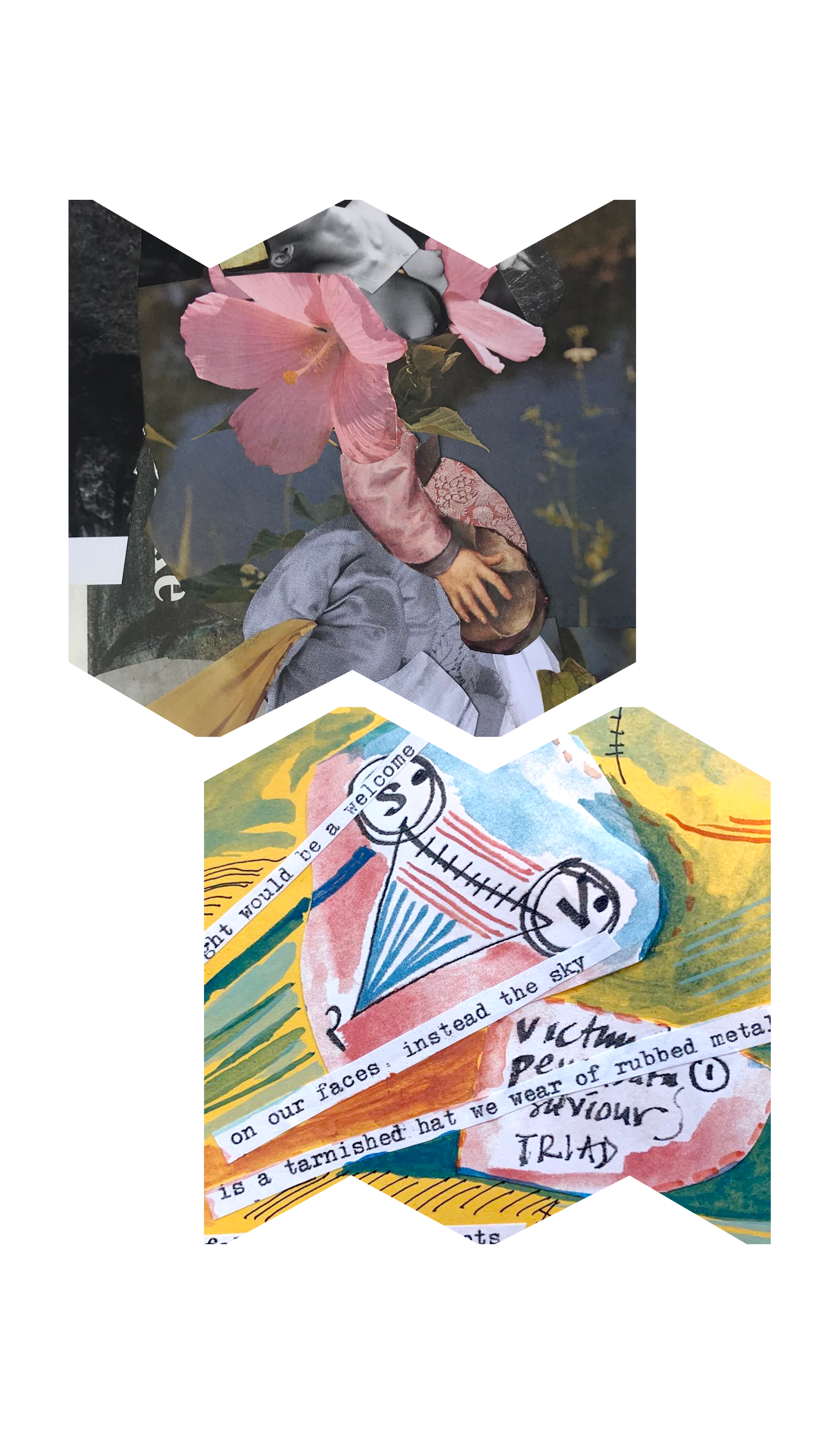 Mixed media images from Women Writing History journal submissions.