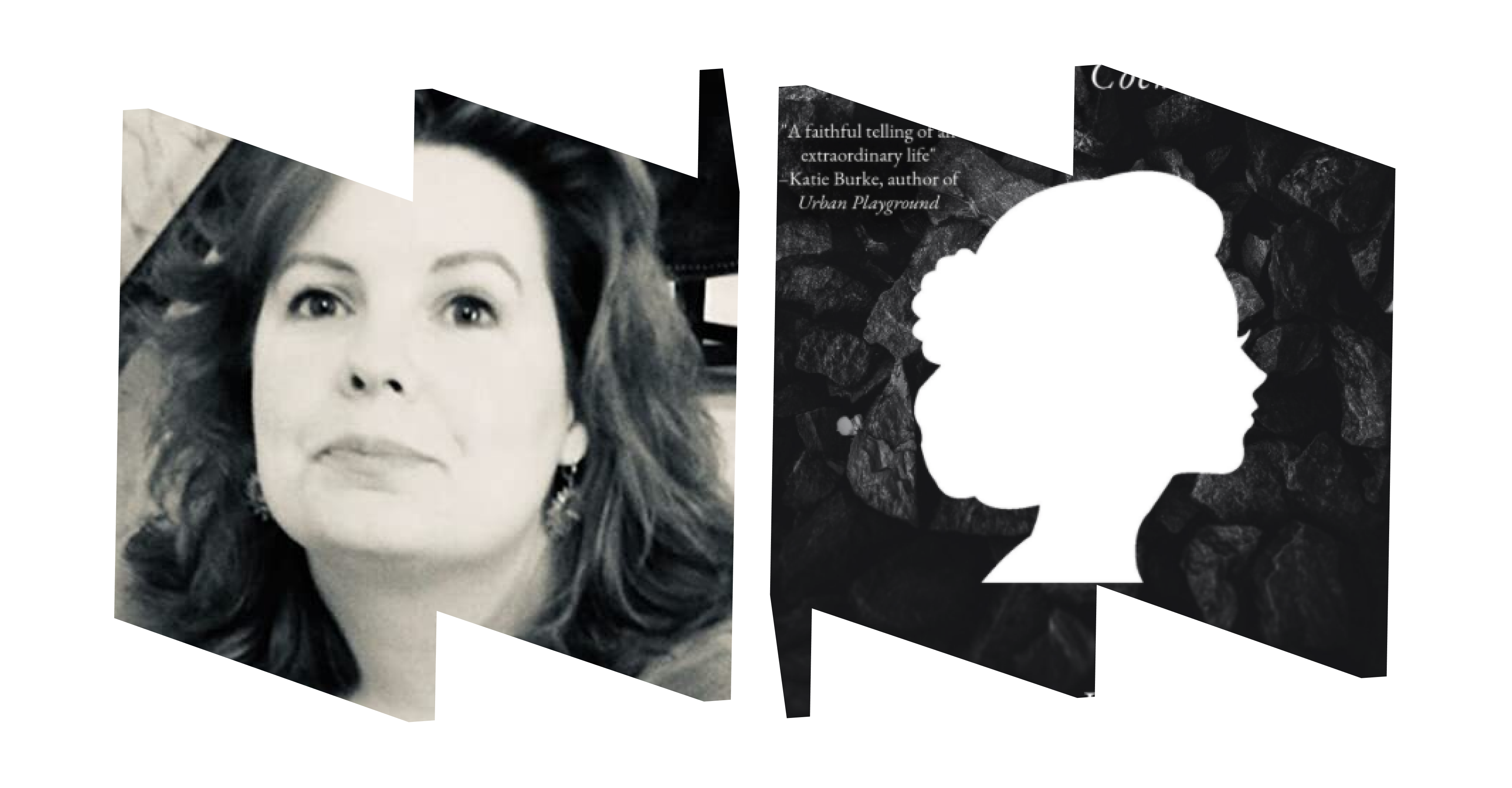 Images of author Kimberly Hess (left) and A Lesser Mortal book cover (right).
