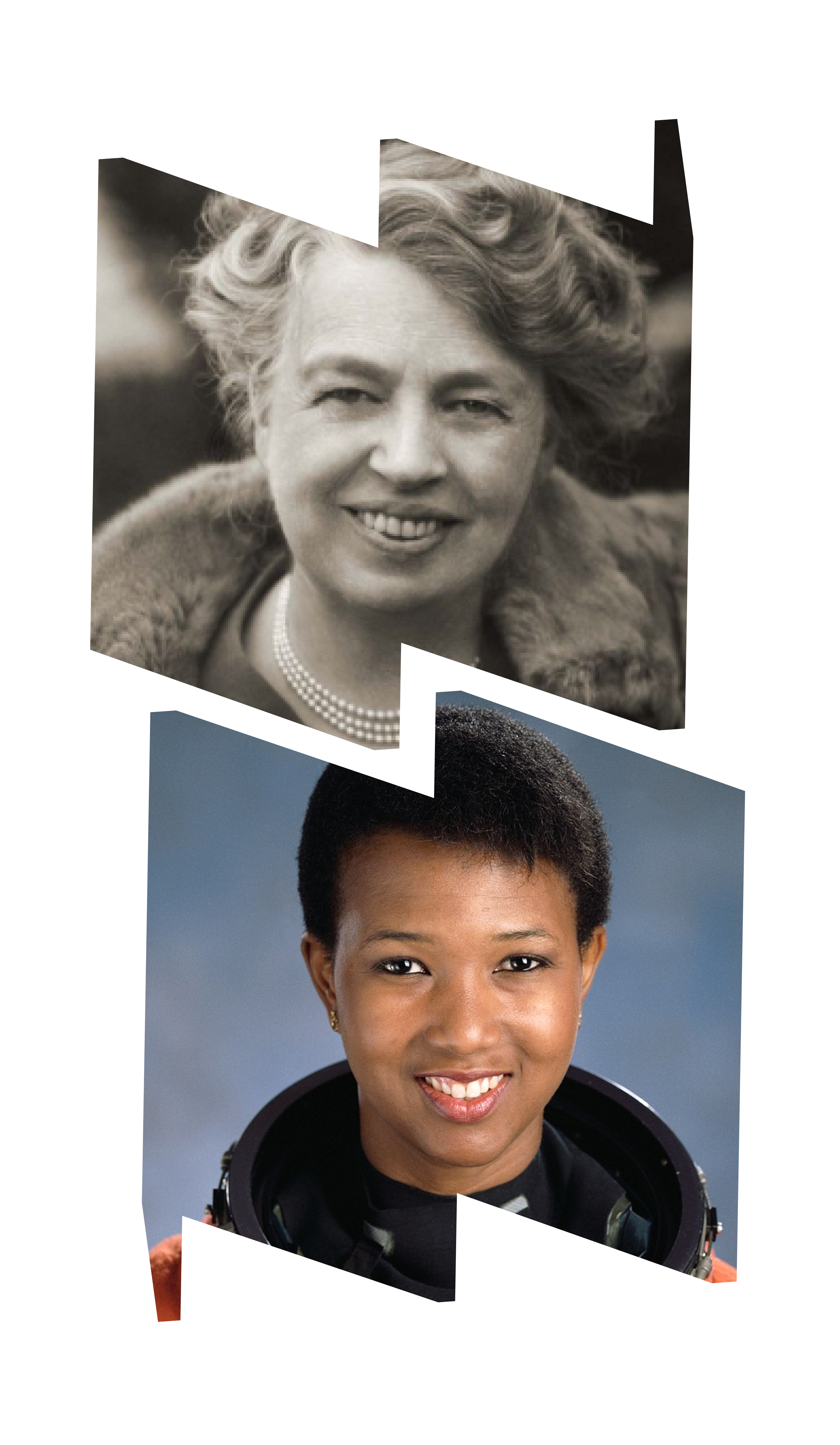 Eleanor Roosevelt (left) and Mae Jemison (right)