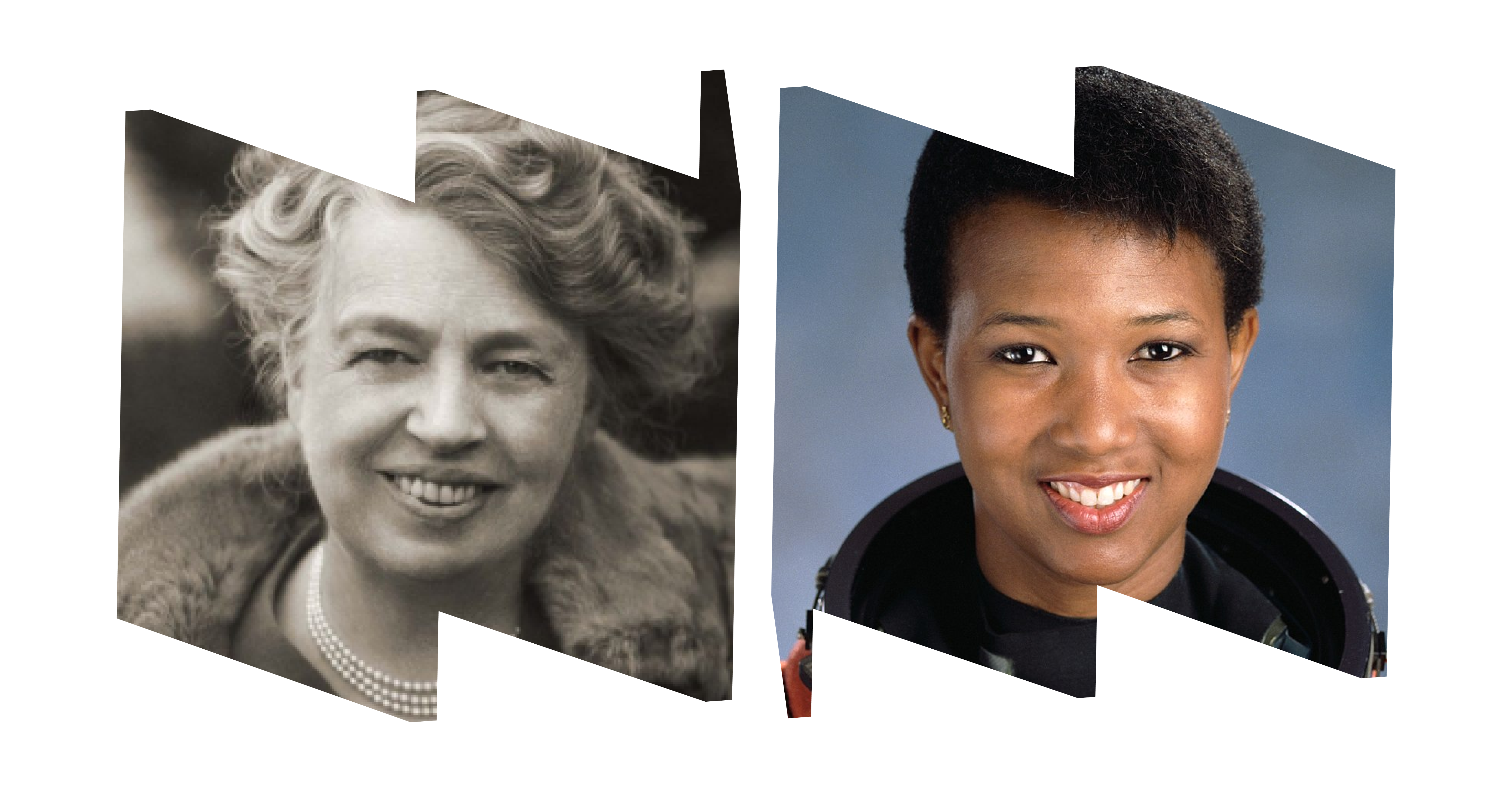 Eleanor Roosevelt (left) and Mae Jemison (right) 