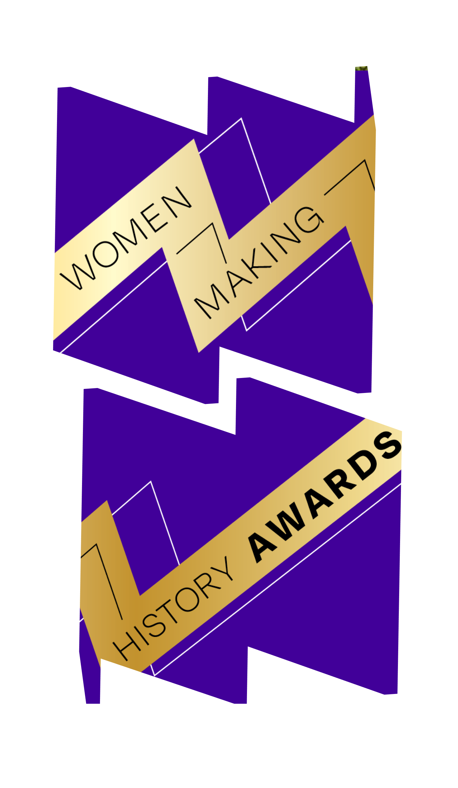 Text on gold ribbon says "Women Making History Awards"