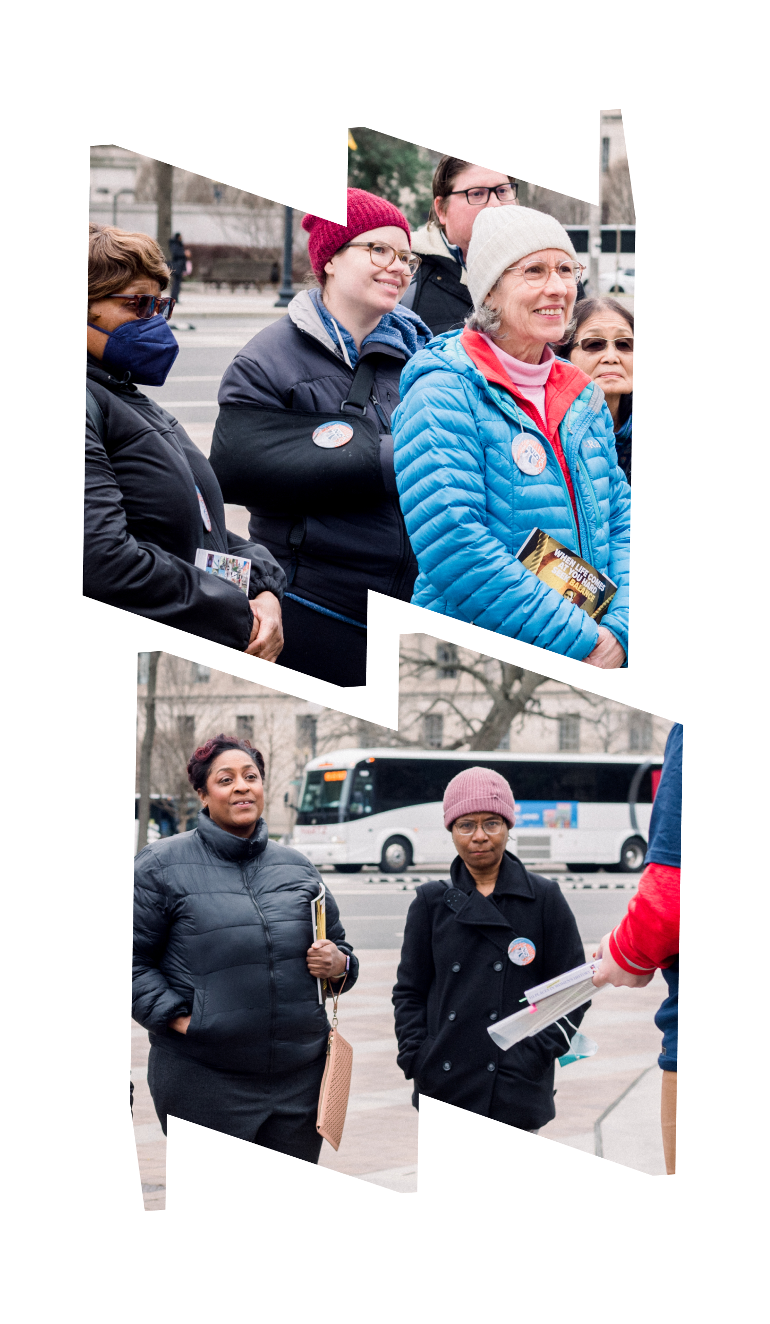 Particpants on a walking tour in W and M frames.