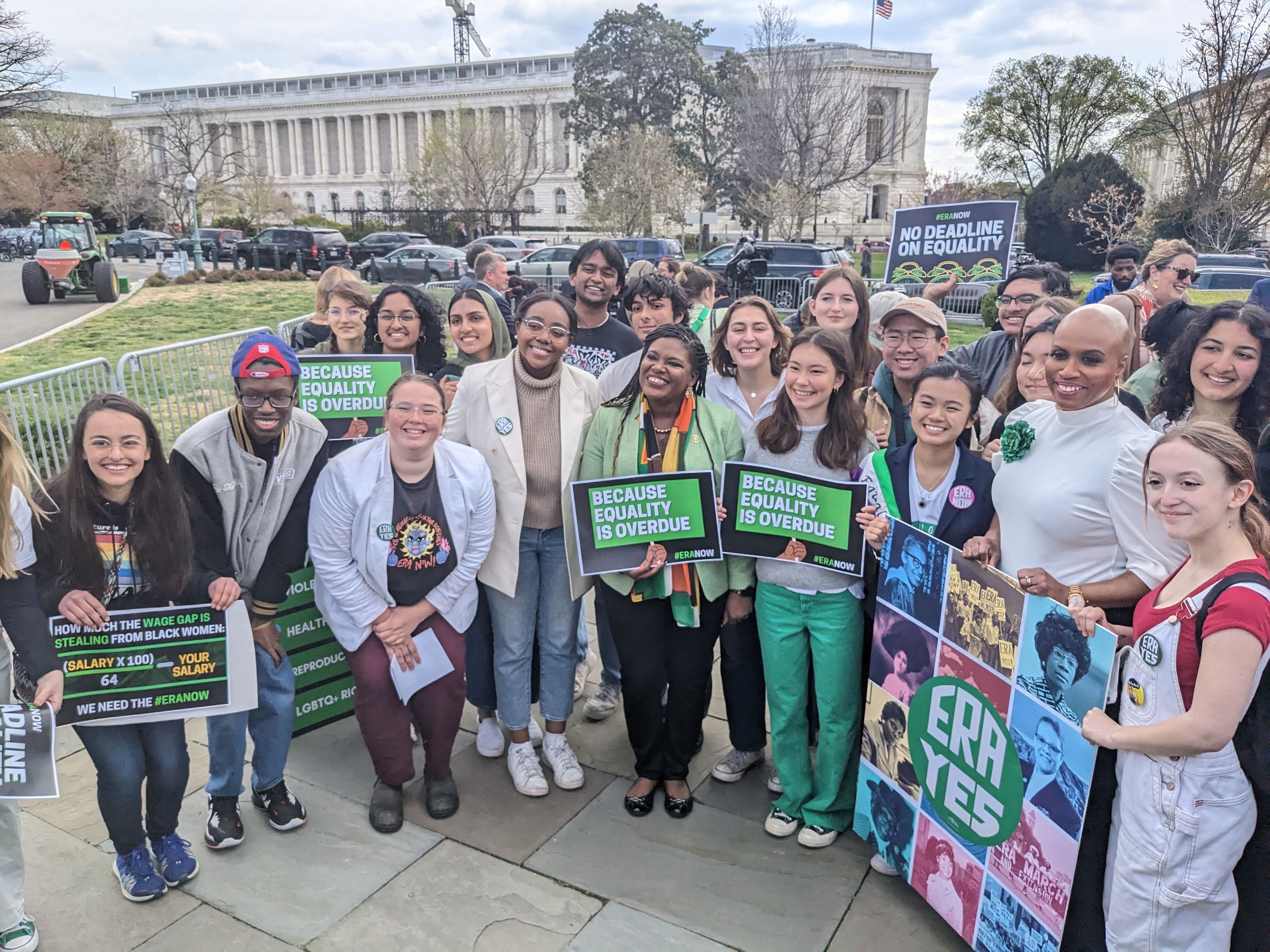 Rep. Ayanna Pressley and Rep. Cori Bush rally for the ERA Congressional Caucus