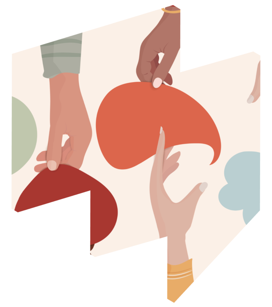 Hands reaching for papers.