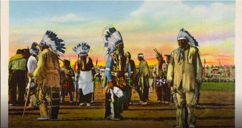 Indian War Dance Indian City USA famous indian dancers Postcard 