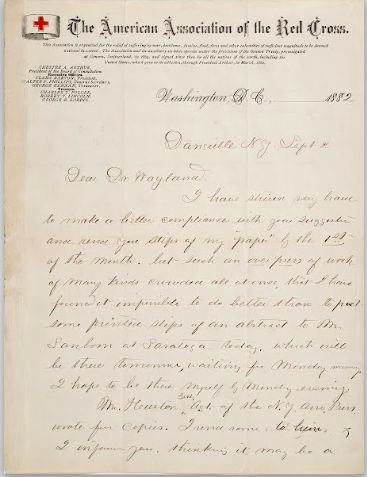 LETTER, Clara Barton