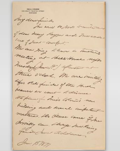 Letter, Jane Addams