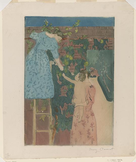 Gathering fruit by Mary Cassatt