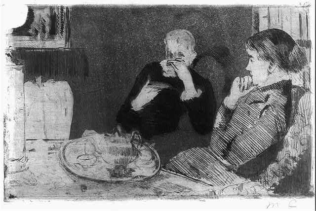 Lydia and her mother at tea by Mary Cassatt