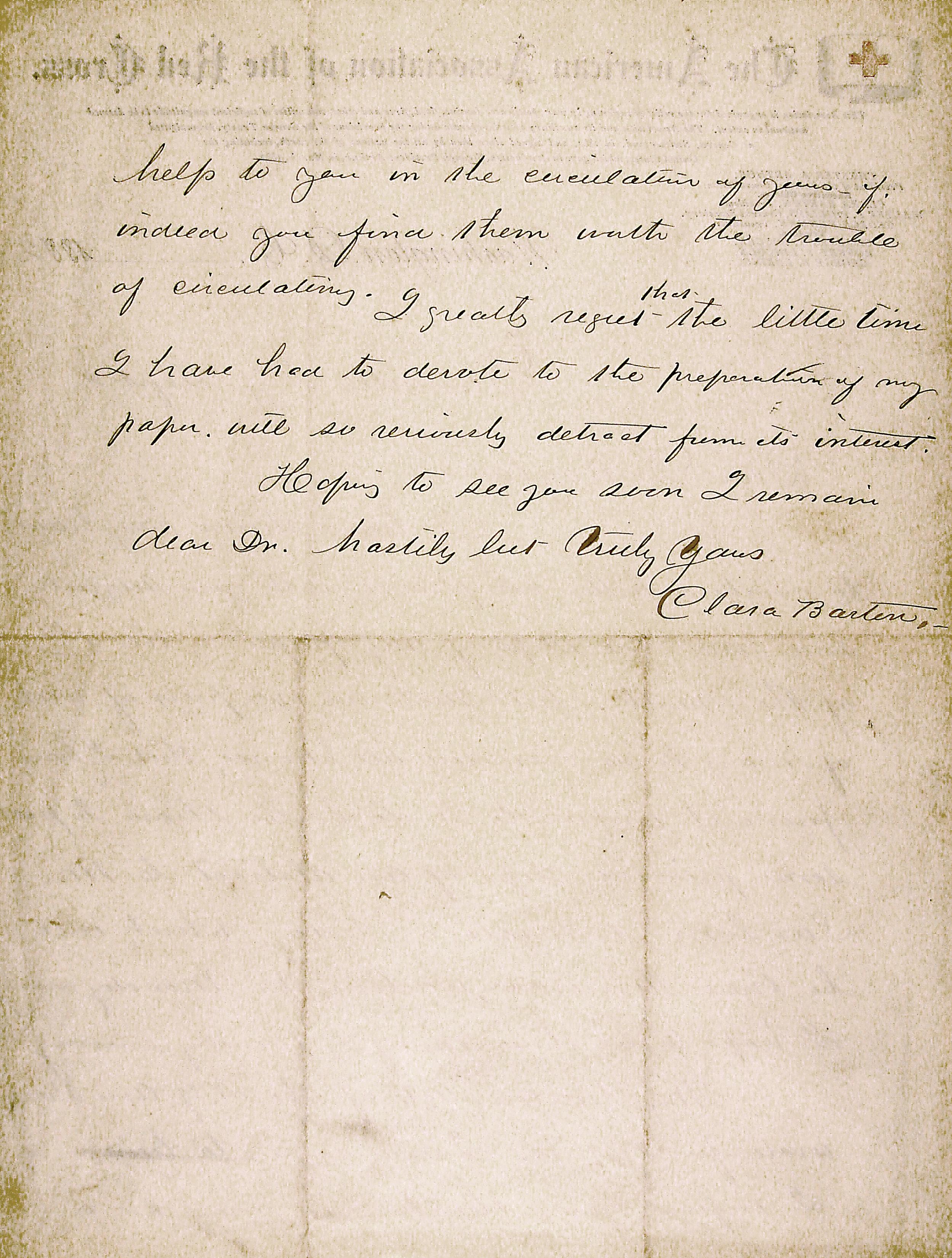 Letter from Clara Barton