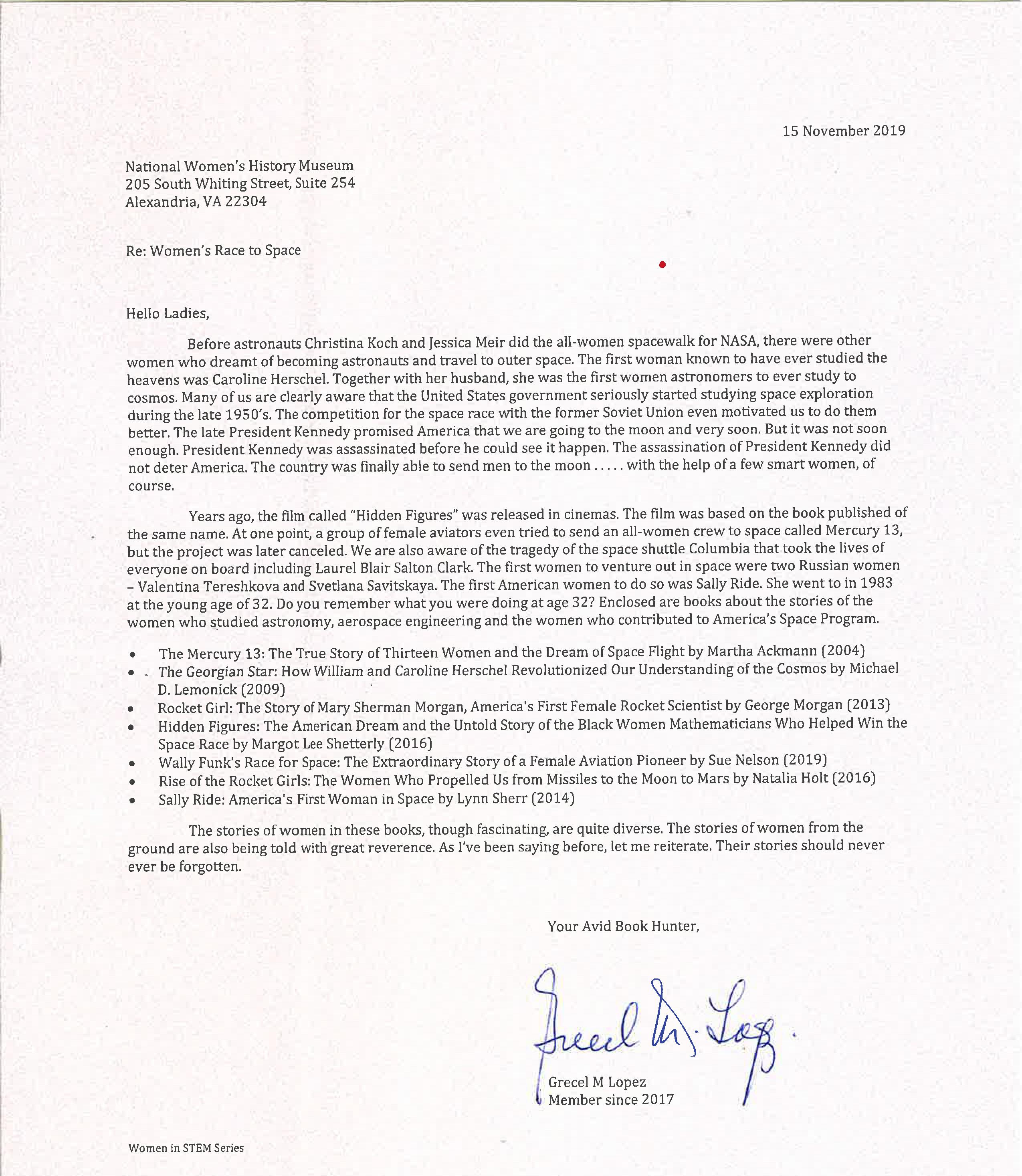 Letter from Grecel