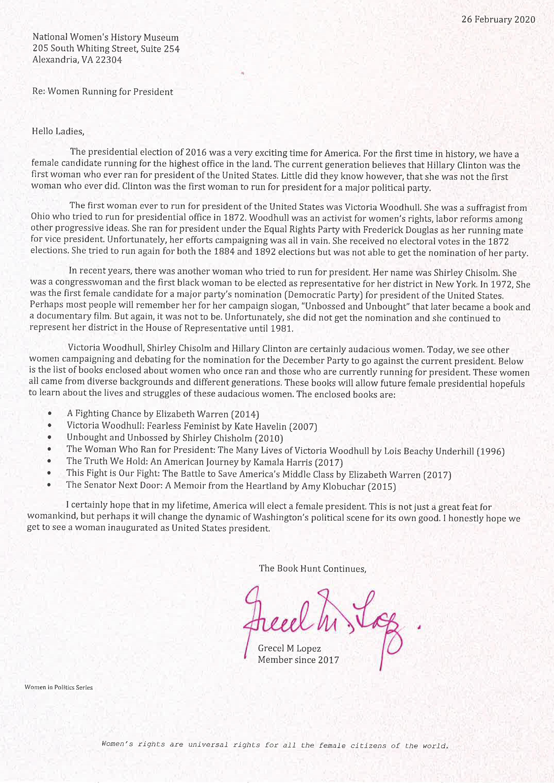 Letter from Grecel