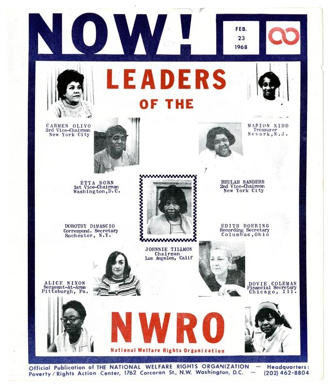 A poster of NWRO’s leaders from February 23rd, 1968. Etta Horn is pictured second from the left.