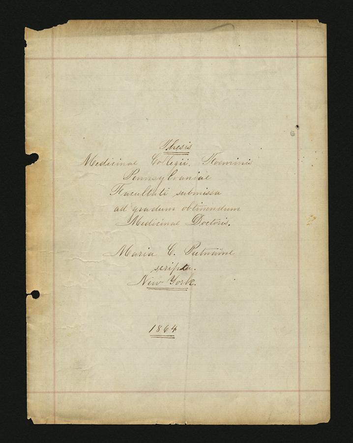 Photo of Putnam's Thesis title page