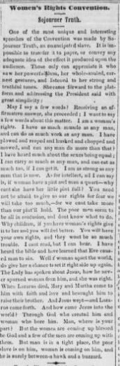 Clipping of Ain't I a Woman speech in the Anti-Slavery Bugle