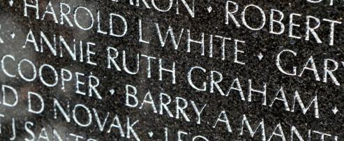 Lt. Col. Annie Ruth Graham's name on "The Wall" memorial