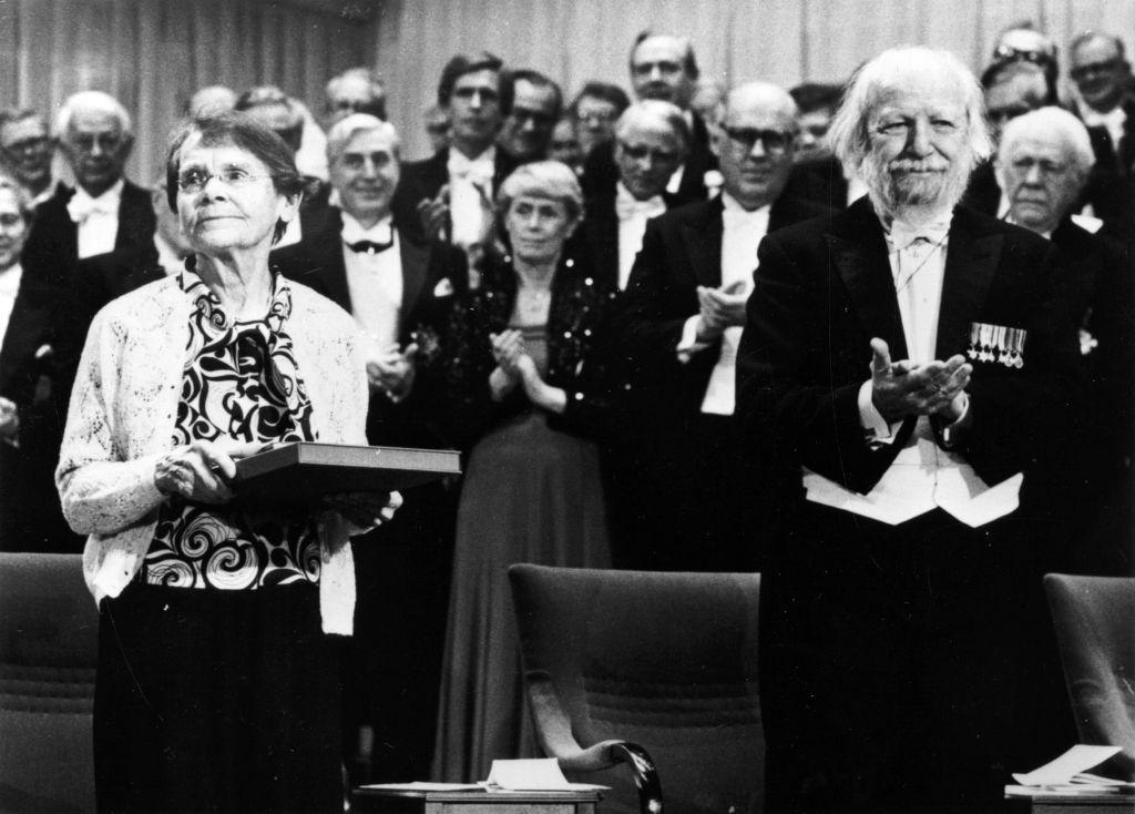 McClintock receiving the Nobel Prize