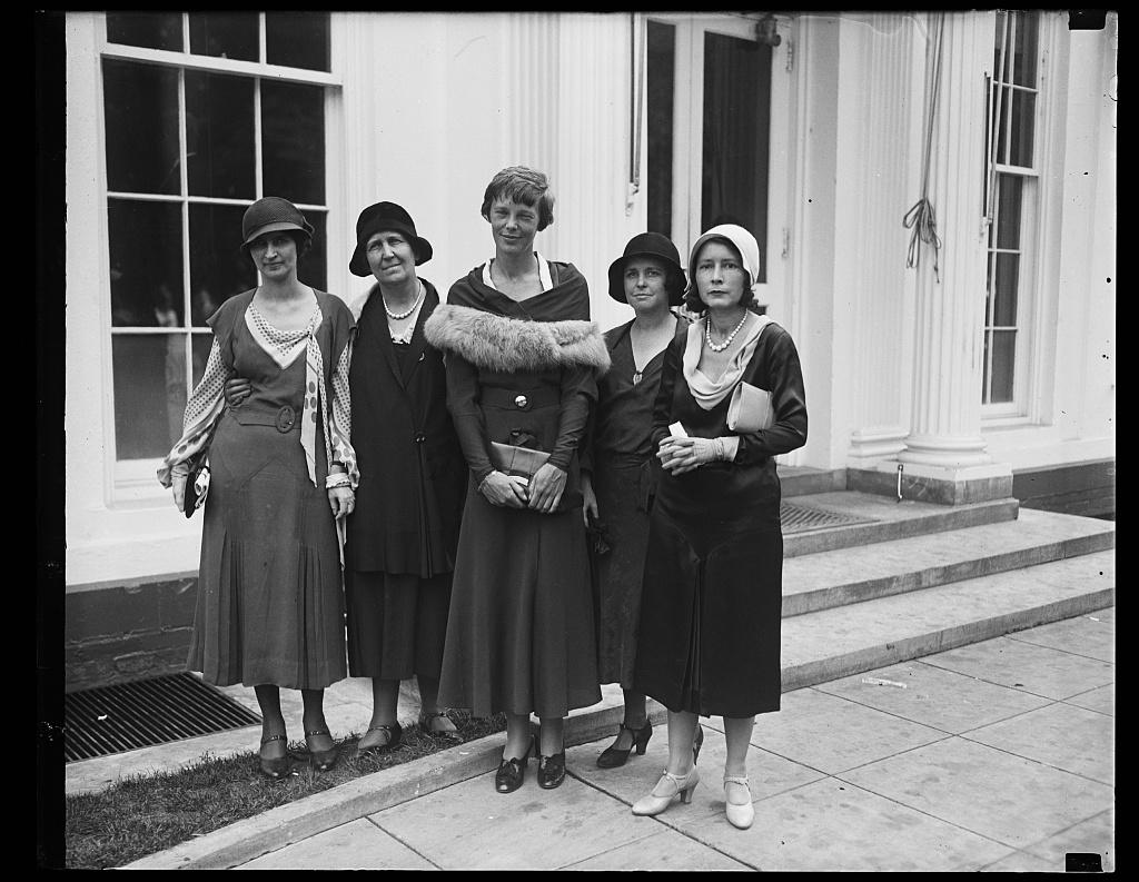 Amelia Earhart with members of National Woman’s Party