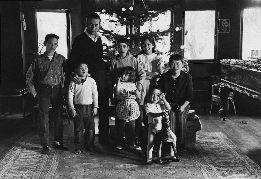 Ruth Asawa with her husband and children near Christmas 1962.