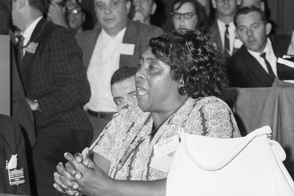 Fannie Lou Hamer giving her speech about the brutality she endured