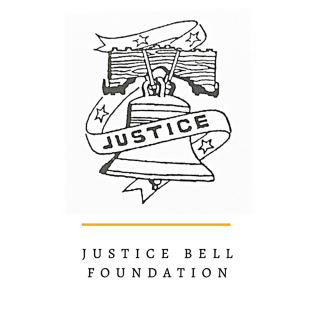 Justice Bell Foundation Logo (Scroll saying "Justice" over illustration of bell).