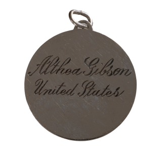 Althea Gibson United States engraved on a medal.
