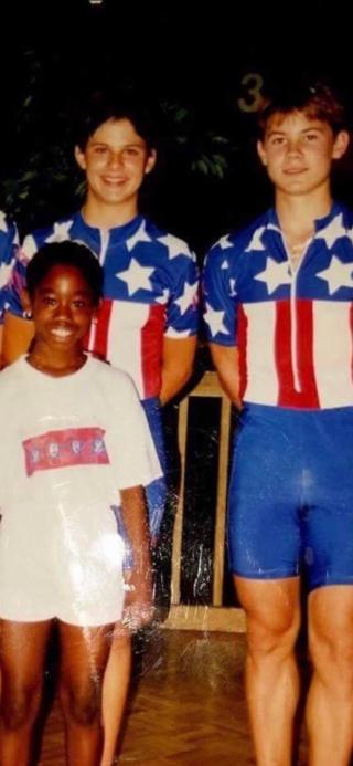 Childhood photo of Erin Jackson with teammates Bowe and Mantia.