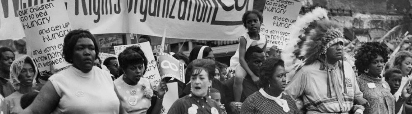 National Welfare Rights Organization members march through Shaw, Washington DC in 1968.