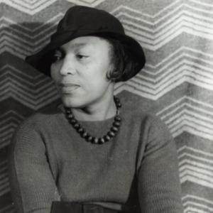 Black and white photo of Zora Neale Hurston